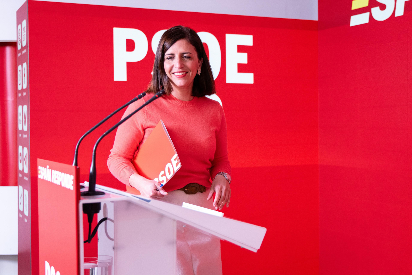 La portavoz del PSOE, Esther Peña, en Ferraz